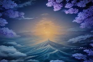 韩国漫画恋爱类封面场景，两位年轻角色在樱花树下相望，画面温柔粉嫩，情感细腻